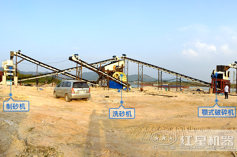 a方案現場設備，鵝卵石制沙、洗洗沙